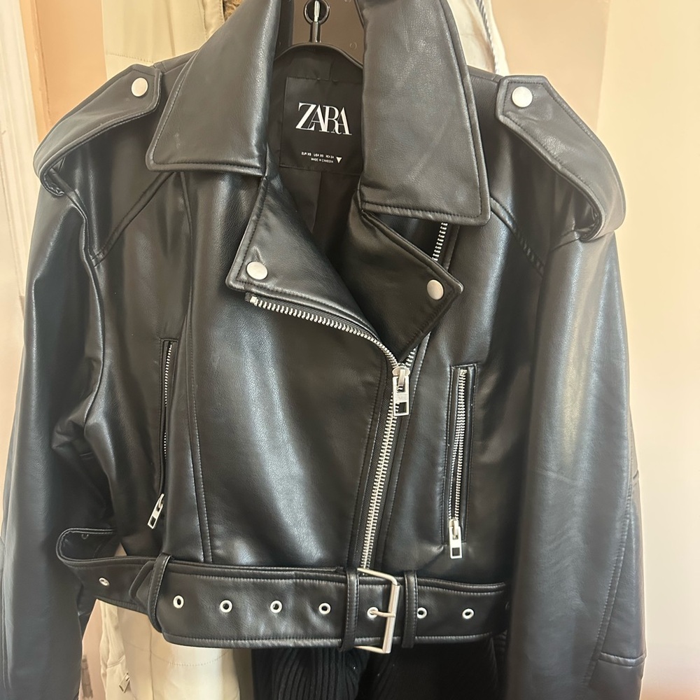 Zara Classic Black Leather Jacket